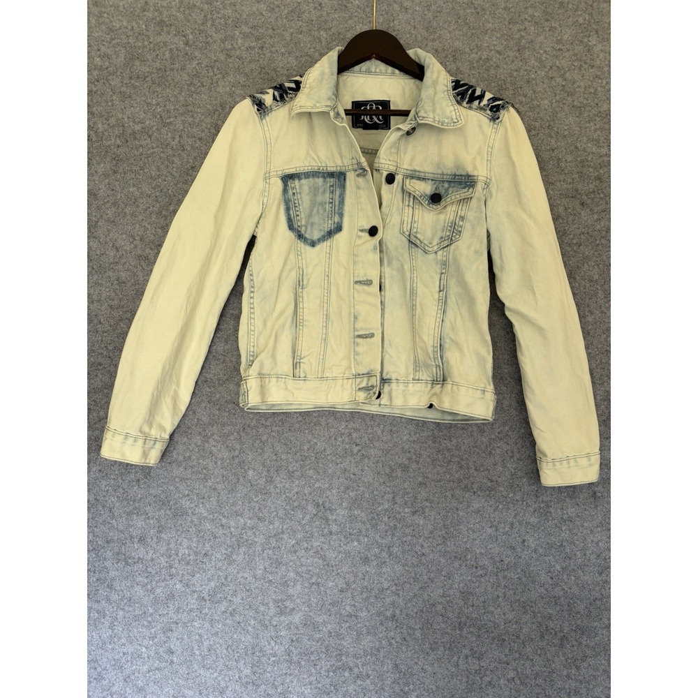 Rock‎ & Republic Woman's Jean Jacket Size S Acid Wash Aztec Western Ranch Cowboy